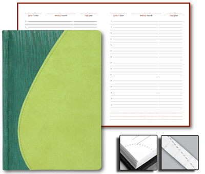Переплетный материал Ежедневник Green 15x21 Credo, недатированный, светло-зеленый