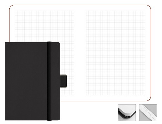 Переплетный материал Записная книжка в клетку Freenote 10.5x16 см чёрная